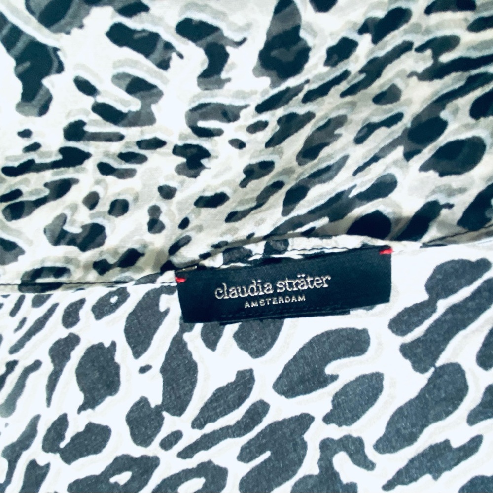 From Amsterdam Designer Claudia Strater Silk Scarf - Black, White & Pale Blue